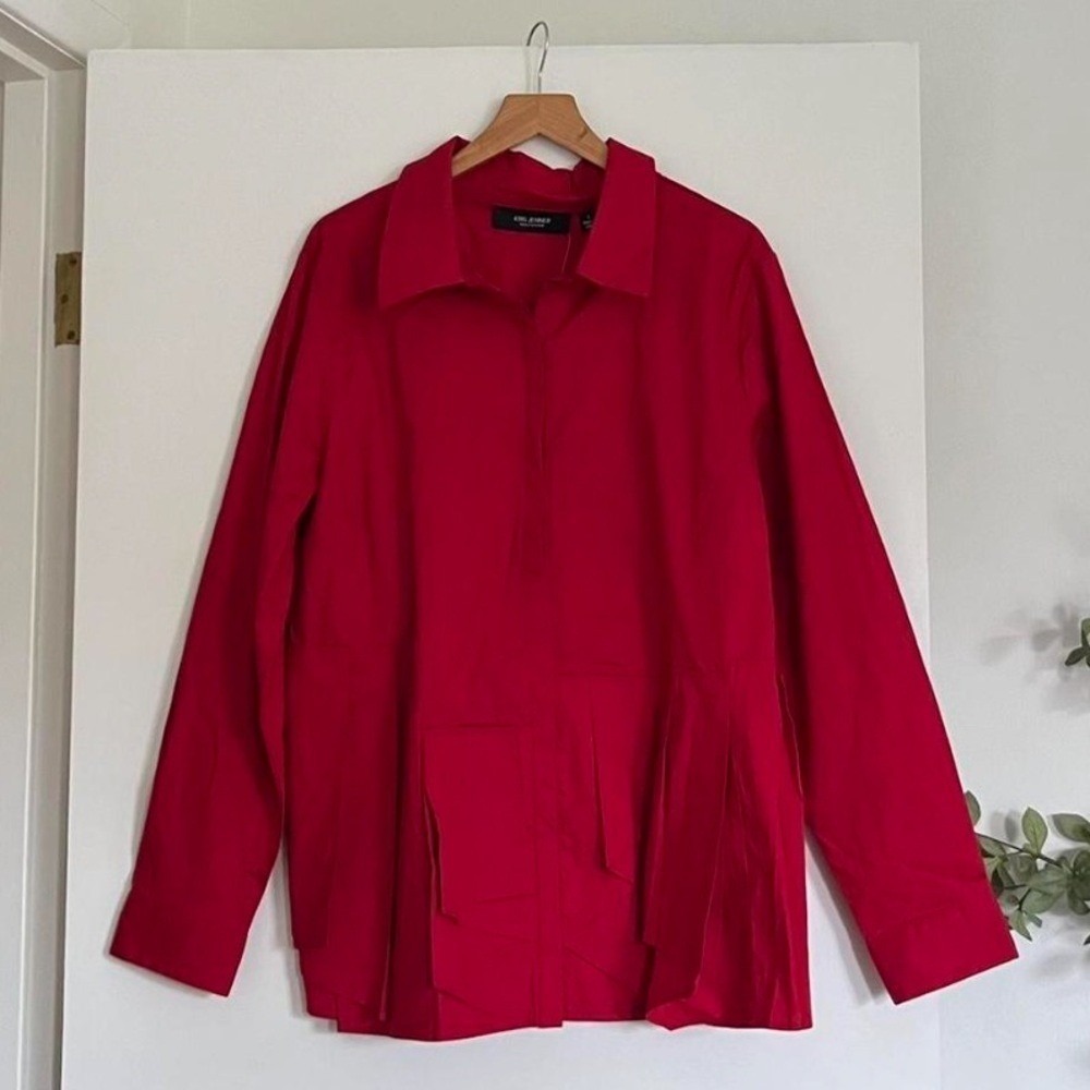 Kris Jenner Kollection‎ Red Oversized Utility Button Up